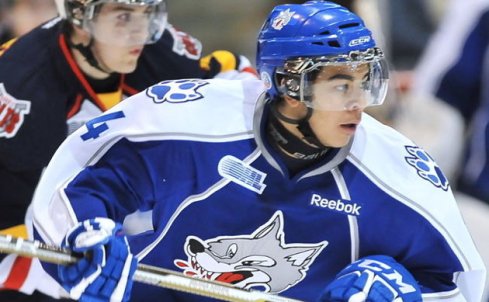 Sudbury-Wolves-right-wing-Nick-Baptiste-Aaron-Bell-OHL-Images